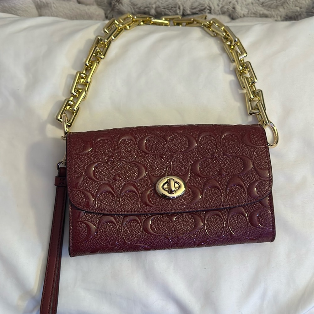 Coach Red Crossbody/ Wristlet with unbranded shoulder strap